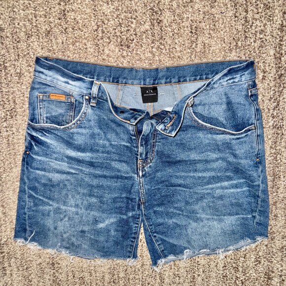 Armani Exchange Men's Blue Denim Jean Shorts Cutoff Size 32 - Picture 6 of 8